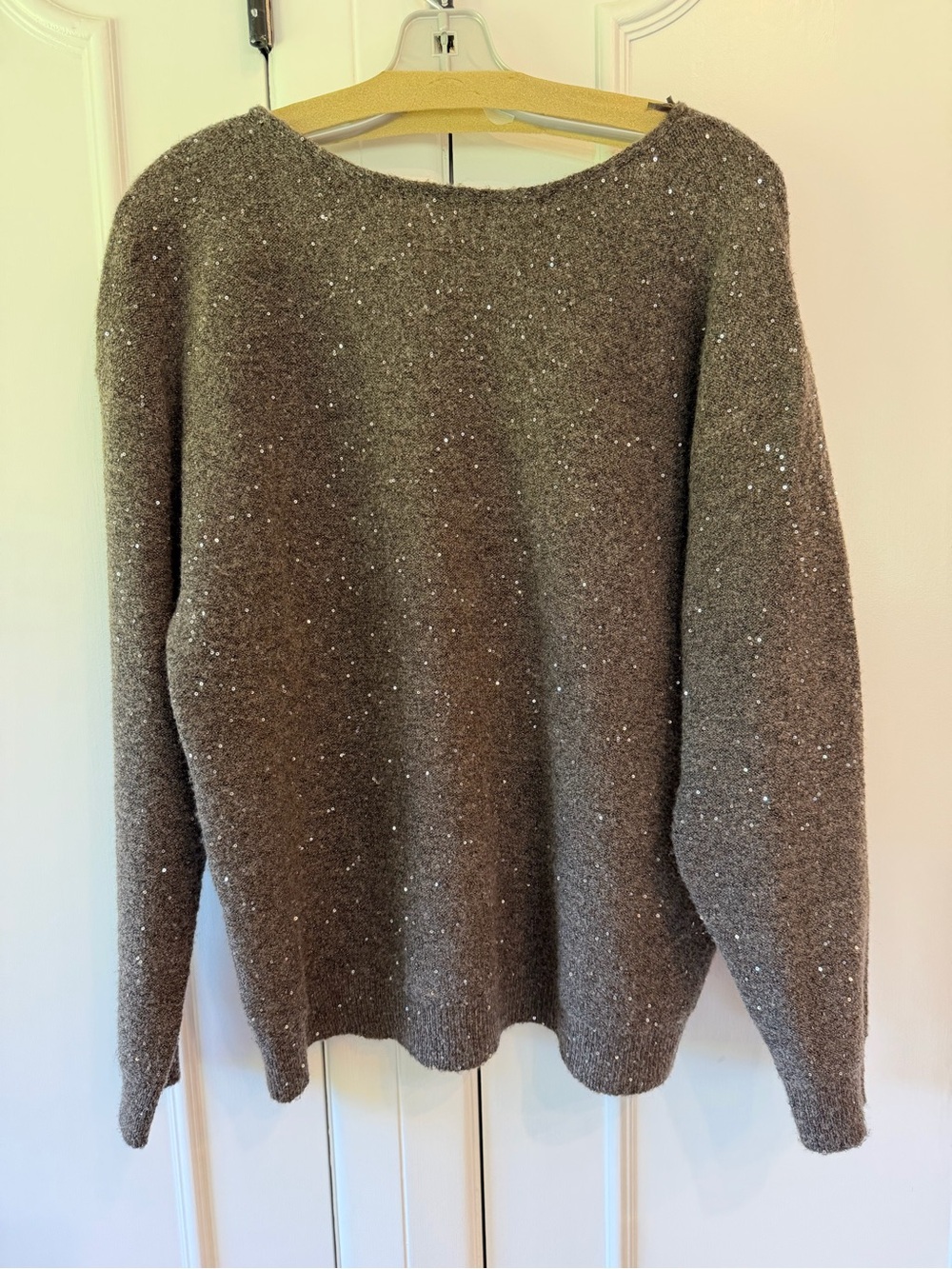 Zara Cozy Taupe Sequin Knit Sweater - large